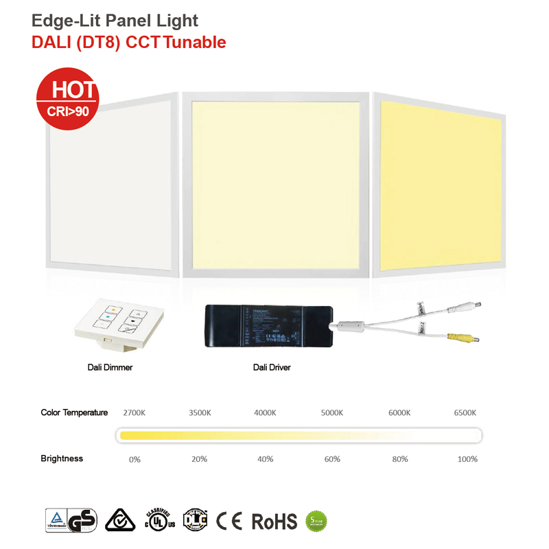 DALI (DT8) CCT Tunable Edge-Lit Panel Light